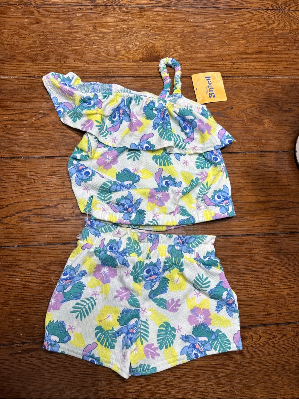 Disney Stitch Floral Print Lightweight Summer Set — Yellow, Blue, Green, Pink
